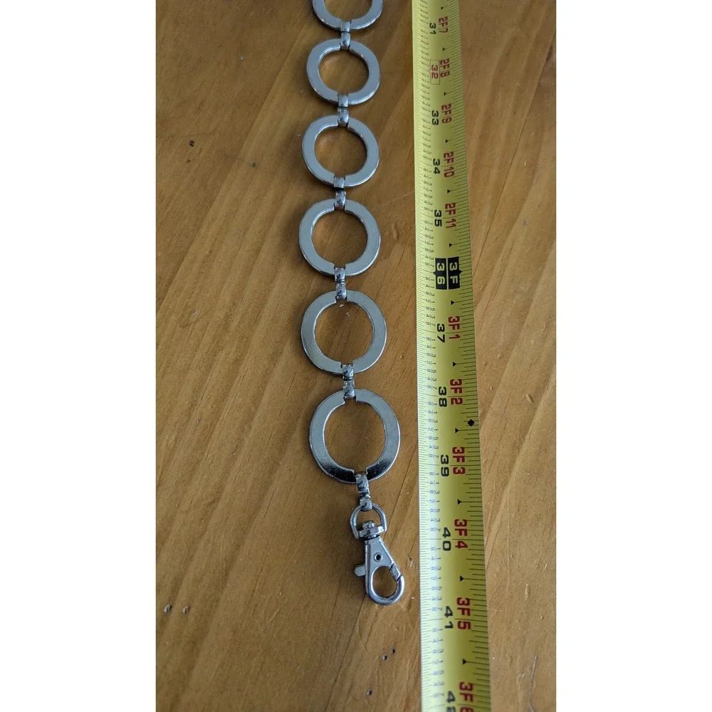 Silver Tone‎ Circle Link Chain Belt Adjustable Lobster Clasp Y2K Retro 40 Inch